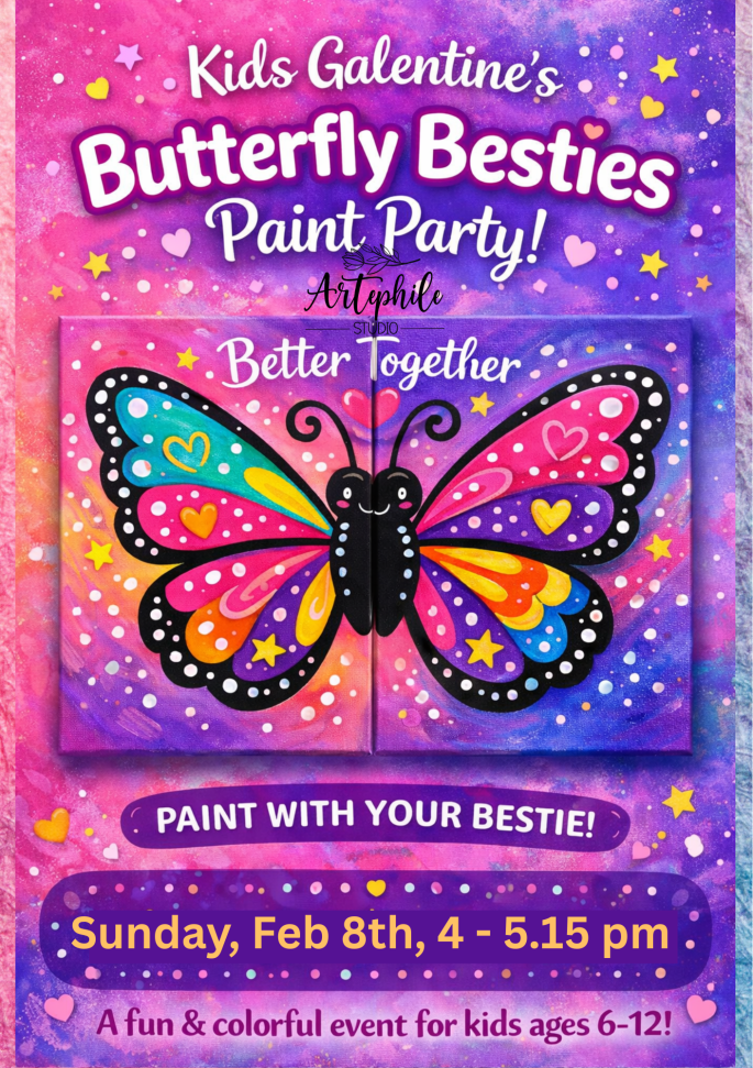 Butterfly Besties kids art workshop at Artephile Studio